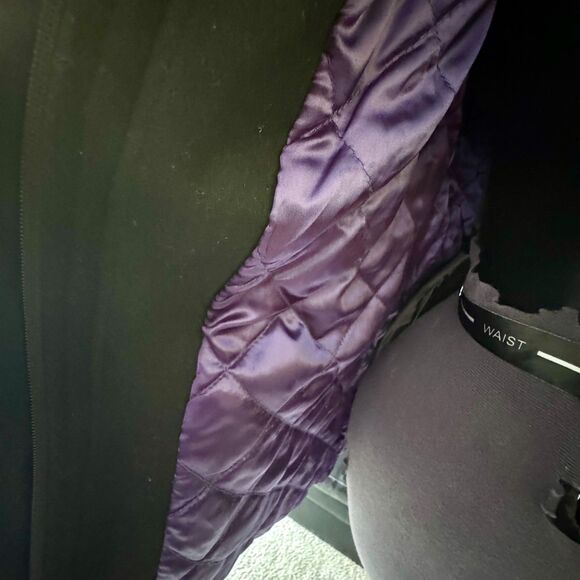 Calvin Klein Women’s Black Wool-Blend Coat (55% Wool)Mid-Length Purple Lining 10 - Picture 3 of 14